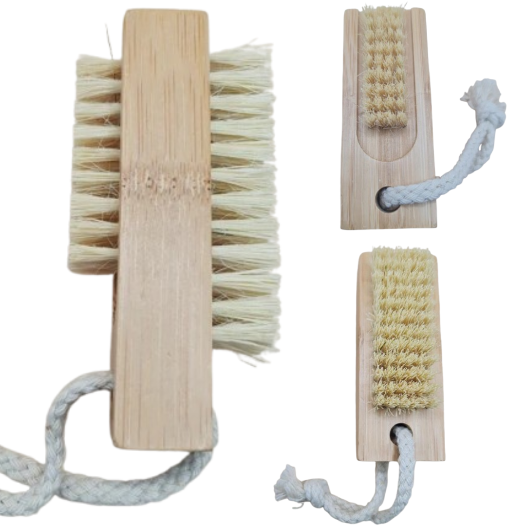 brosse à ongles double face en bois